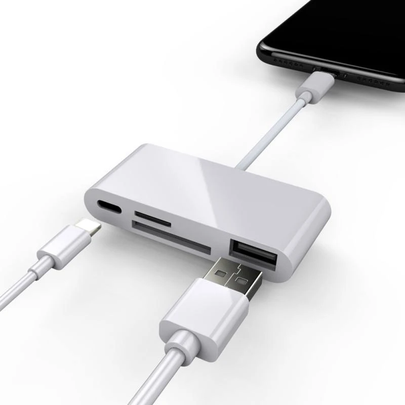 4in1 OTG Card Reader iOS Phone SD TF Memory Card Writer USB Camera Connection Kit Adapter for iPhone 11 Pro XS MAX XR 6 7 8 iPad
4in1 OTG Card Reader iOS Phone SD TF Memory Card Writer USB Camera Connection Kit Adapter for iPhone 11 Pro XS MAX XR 6 7 8 iPad