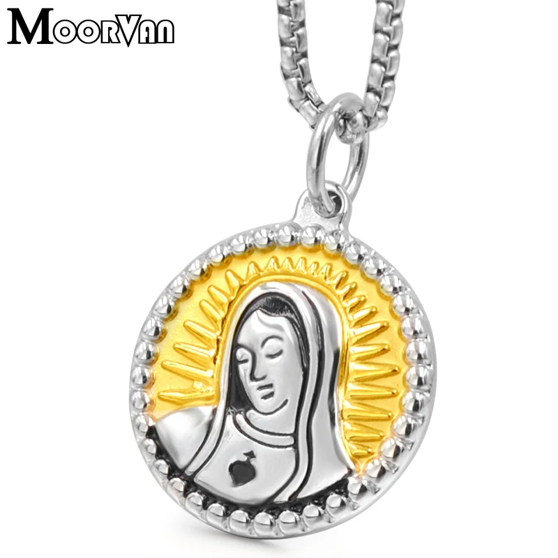 Moorvan Catholic Religious Virgin Mary Necklaces In Silver Gold Color Stainless Steel Circle Pendants For Catholic Jewelry VP252
Moorvan Catholic Religious Virgin Mary Necklaces In Silver Gold Color Stainless Steel Circle Pendants For Catholic Jewelry VP252