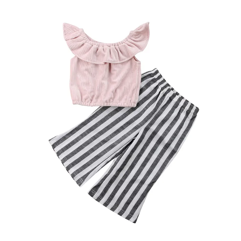 2018 Korean Style Summer Fashion Kids Baby Girls Off Shoulder Blouse Tops Striped Wide Leg Pants Children Girls Outfits Clothes
2018 Korean Style Summer Fashion Kids Baby Girls Off Shoulder Blouse Tops Striped Wide Leg Pants Children Girls Outfits Clothes