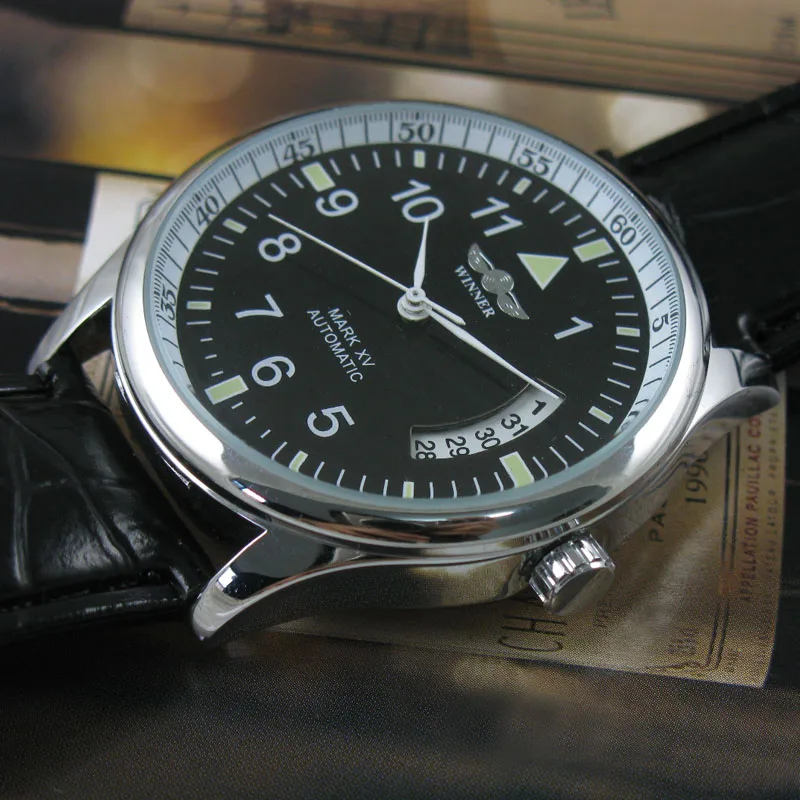 WINNER Men's Automatic Mechanical Watches Date Calendar Self-winding Black Leather Strap Fashion Sports Man Boy Wrist Watch
WINNER Men's Automatic Mechanical Watches Date Calendar Self-winding Black Leather Strap Fashion Sports Man Boy Wrist Watch