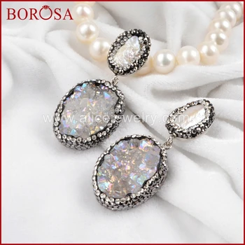 BOROSA Natural Pearl & Oval Natural Crystal Titanium AB Druzy Silver Pendant Paved Black Zircons Gems Necklaces Pendants JAB173
BOROSA Natural Pearl & Oval Natural Crystal Titanium AB Druzy Silver Pendant Paved Black Zircons Gems Necklaces Pendants JAB173