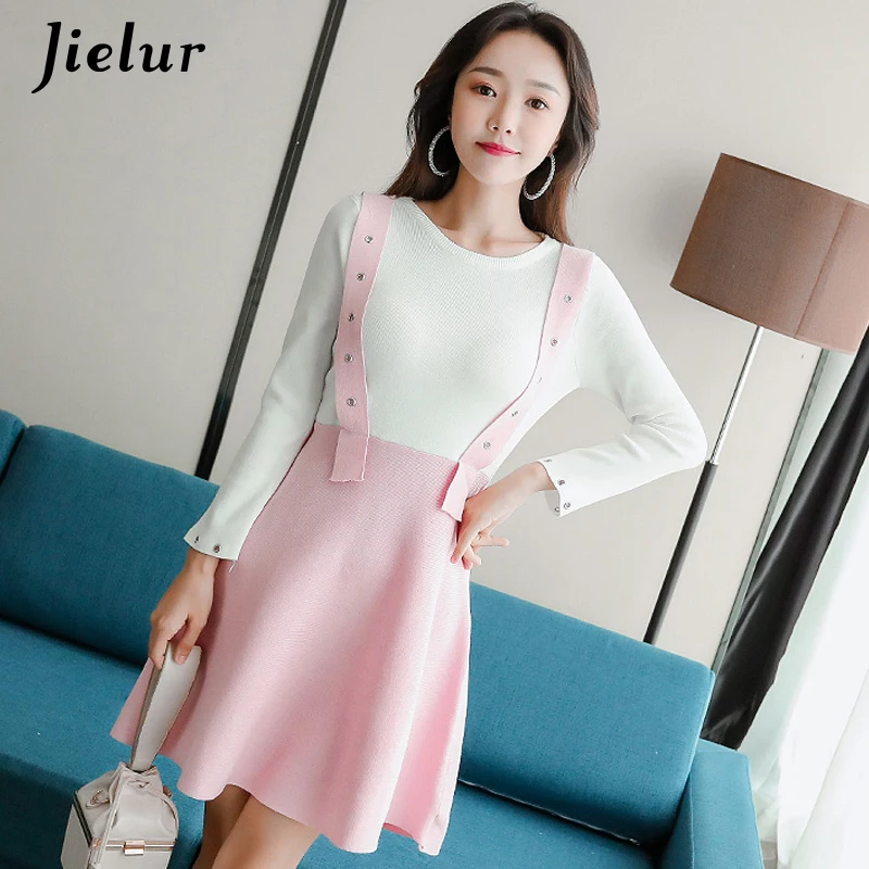 Jielur Autumn Winter Women Dress A-Line Elegant Pink Knitted Dress Sweet OL Sweater Dress Loose Beautiful Vestidos De Fiesta
Jielur Autumn Winter Women Dress A-Line Elegant Pink Knitted Dress Sweet OL Sweater Dress Loose Beautiful Vestidos De Fiesta