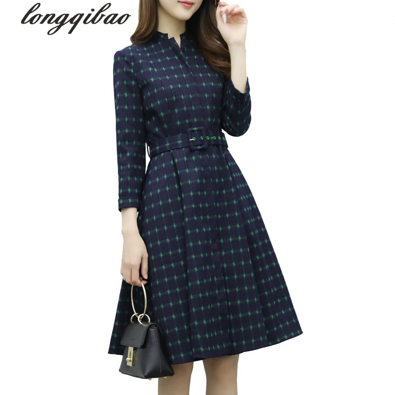 Spring and Autumn new European and American retro high waist Sleeve Type A plaid dress AL7427
Spring and Autumn new European and American retro high waist Sleeve Type A plaid dress AL7427