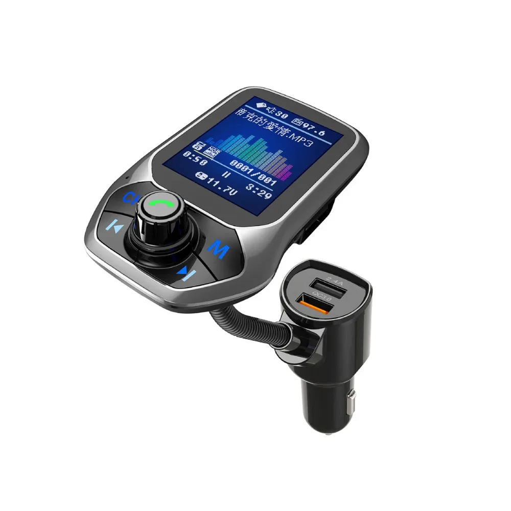 Portable Handsfree Bluetooth Car MP3 Player Car FM Transmitter 1.8" TFT Color Display Hands Free Dual USB TF Card USB Aux Out
Portable Handsfree Bluetooth Car MP3 Player Car FM Transmitter 1.8" TFT Color Display Hands Free Dual USB TF Card USB Aux Out