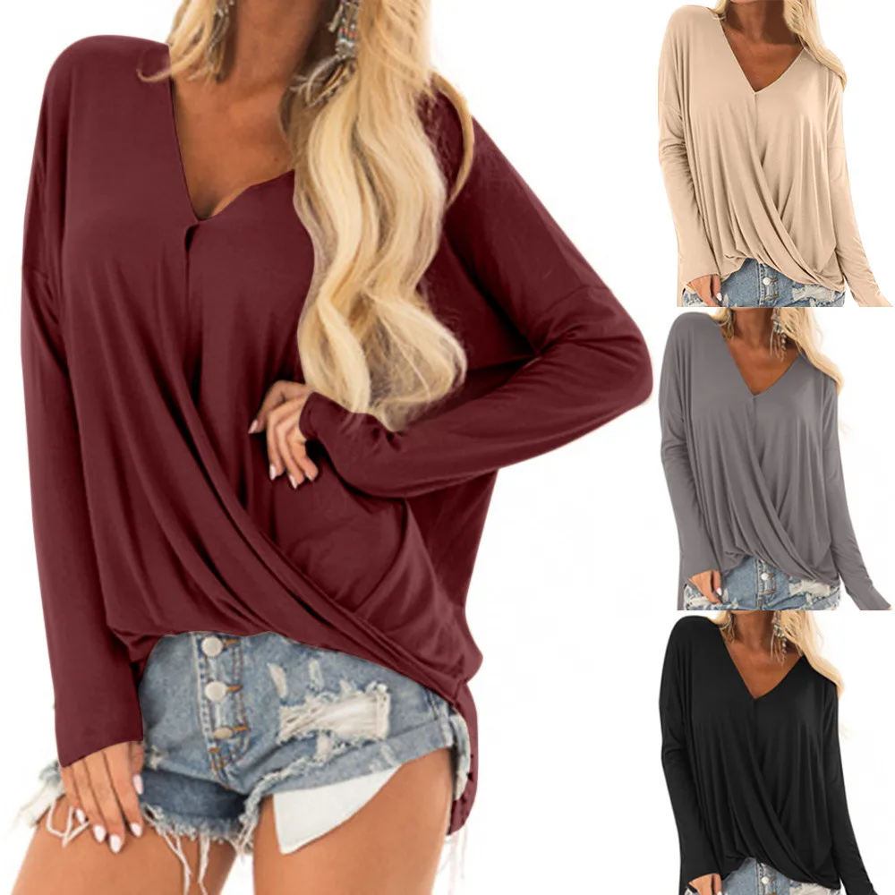 2019 New Fashion V-collar Irregular Long Sleeve T Shirt Women Streetwear T-shirt Womens Clothing
2019 New Fashion V-collar Irregular Long Sleeve T Shirt Women Streetwear T-shirt Womens Clothing
