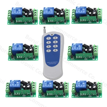 DC12V 1CH Wireless RF Remote Control RF Remote Switches teleswitch 1 X 8CH Transmitter+ 8 X 1CH Receiver