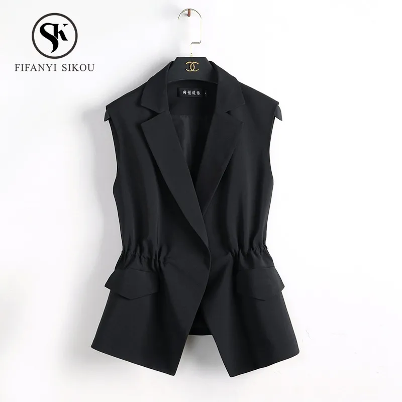 2019 New Fashion Striped Suit Vest women Single Button Black jacket women sleeveless Blazer Vest jacket Plus size Casual Outwear
2019 New Fashion Striped Suit Vest women Single Button Black jacket women sleeveless Blazer Vest jacket Plus size Casual Outwear