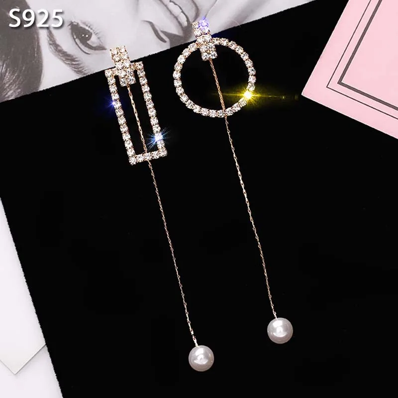 925 Sterling Silver Needle Long Dangle Earrings for Women Jewelry Pearl Rhinestone Asymmetric Female Drop Tassel Earrings Gift
925 Sterling Silver Needle Long Dangle Earrings for Women Jewelry Pearl Rhinestone Asymmetric Female Drop Tassel Earrings Gift