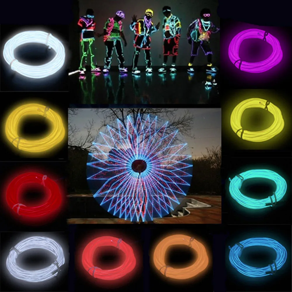 3M Flexible EL Wire Tube Rope Battery Powered Flexible Neon Light Car Party Wedding Decoration With Controller
3M Flexible EL Wire Tube Rope Battery Powered Flexible Neon Light Car Party Wedding Decoration With Controller