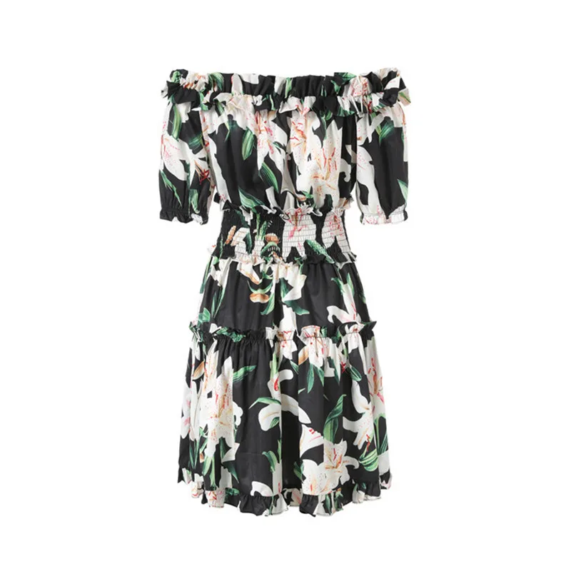 2019 Chic Summer Runway Lily Flower Print Dress Elastic Waist Off the Shoulde Ruffles Mini Dress Sexy Off Shoulder Women Dresses
2019 Chic Summer Runway Lily Flower Print Dress Elastic Waist Off the Shoulde Ruffles Mini Dress Sexy Off Shoulder Women Dresses