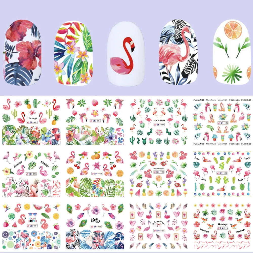 12pcs Summer Design Flamingo Water Nail Stickers Colorful Flowers Leaf Water Transfers Decals For Nail Art Manicure TRBN913-924
12pcs Summer Design Flamingo Water Nail Stickers Colorful Flowers Leaf Water Transfers Decals For Nail Art Manicure TRBN913-924