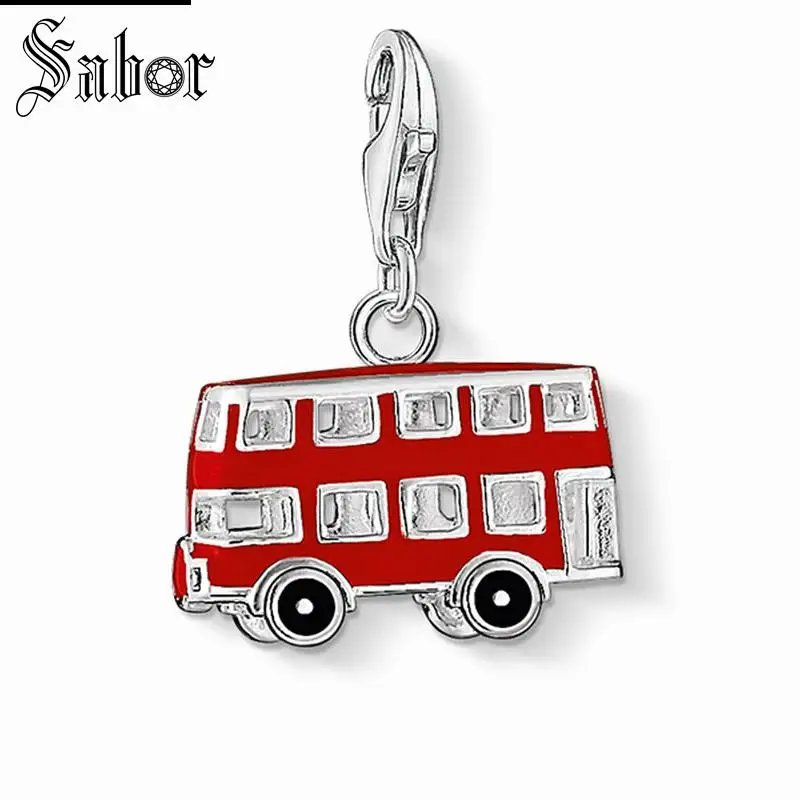 

thomas London Bus Charm Pendant,Europe Jewelry For Women Men,2019 Cute Gift 925 Sterling Silver Fit Bracelet jewellery charms