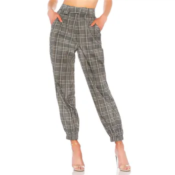 Trendy Women High Waist Casual Elastic plaid Pants pocket Gray Ladies Pencil Trousers one pieces
Trendy Women High Waist Casual Elastic plaid Pants pocket Gray Ladies Pencil Trousers one pieces