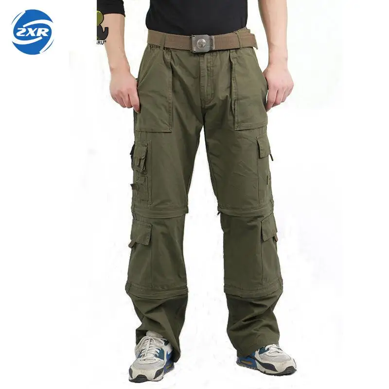 

Men's Army Military Fans Trousers Bags Overalls Brand 101 Airborne Parachute Hiking Pants Removable Camouflage Tactical Pants
