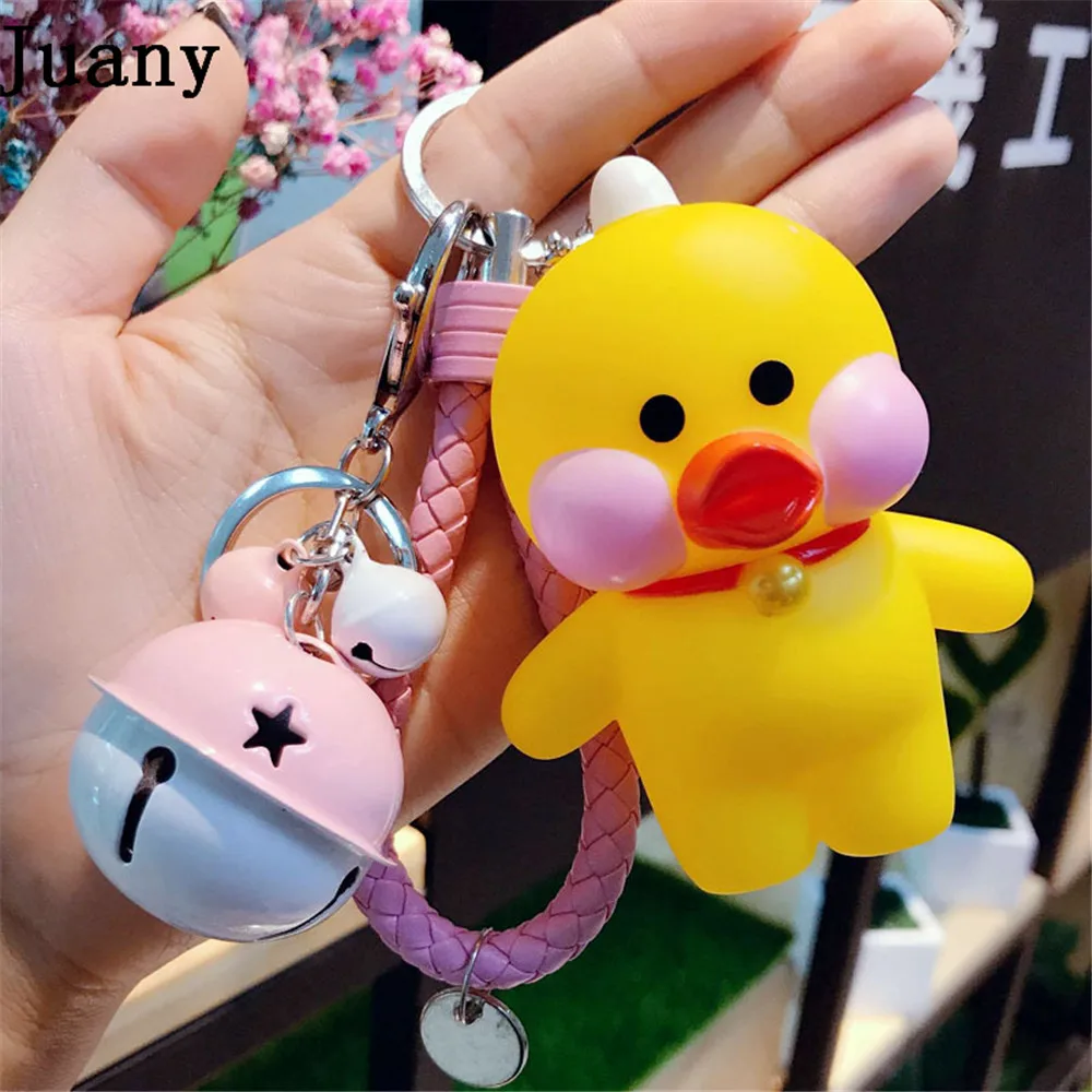 Juany duck key chain key ring pom gift for women girl bag pendant charm key ring 1