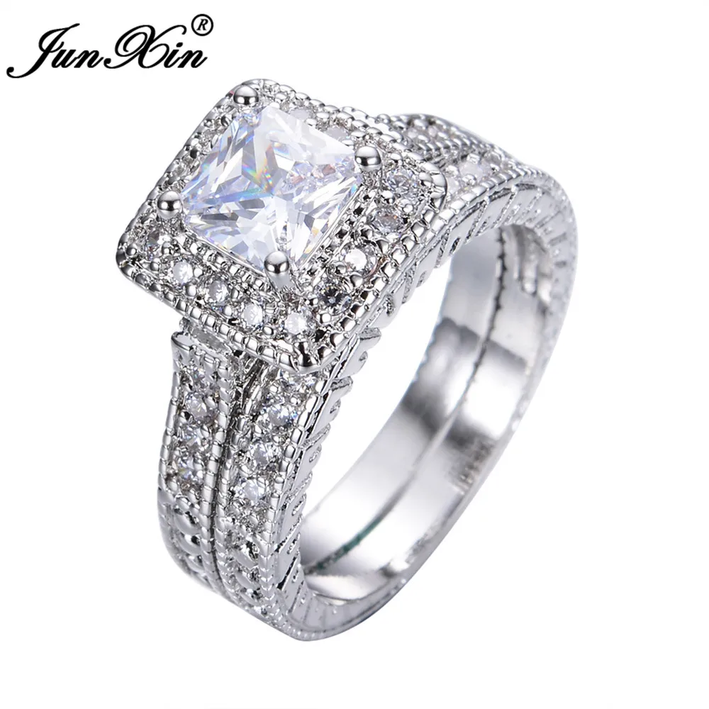 JUNXIN Luxury Female White Square Zircon Ring 10KT Gold Filled Wedding Jewelry Promise Rings For Women Bridal Ring Sets
JUNXIN Luxury Female White Square Zircon Ring 10KT Gold Filled Wedding Jewelry Promise Rings For Women Bridal Ring Sets