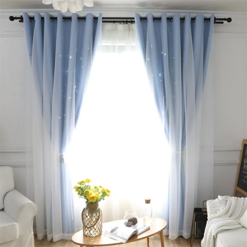 Modern Hollow Stars Blackout Curtains Fantasy Princess Style Cloth+Tulle Double Curtains For Living Room Bedroom cortina T128#4
Modern Hollow Stars Blackout Curtains Fantasy Princess Style Cloth+Tulle Double Curtains For Living Room Bedroom cortina T128#4