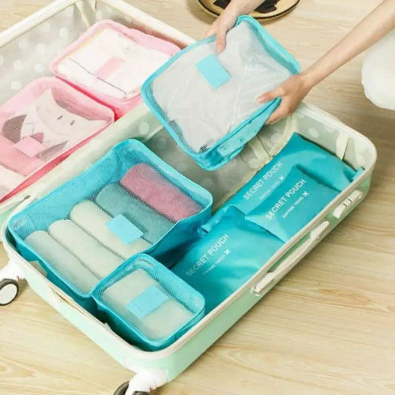 Фото Luggage Packing Cube Suitcase New 6PCs/Set Travel Storage Bag Clothes Tidy Pouch Organizer Portable Container Waterproof Case | Багаж и