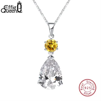 Effie Queen 925 Sterling Silver Pendant Necklace Water Drop Yellow White Zircon Silver Chain Necklace For Women Jewelry BN63
Effie Queen 925 Sterling Silver Pendant Necklace Water Drop Yellow White Zircon Silver Chain Necklace For Women Jewelry BN63