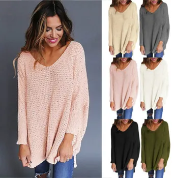 Women Casual Long Sleeve V-Neck Loose Sweater 2017 New Lady Pullover Top Autumn Clothing
Women Casual Long Sleeve V-Neck Loose Sweater 2017 New Lady Pullover Top Autumn Clothing