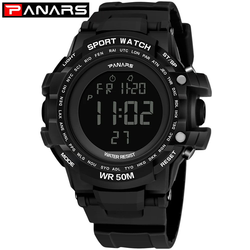 PANARS Big Wrist Watch Men Electronic Sports Digital Watch For Man Clock Alarm Shockproof Waterproof Backlight Stopwatch LED Hot
PANARS Big Wrist Watch Men Electronic Sports Digital Watch For Man Clock Alarm Shockproof Waterproof Backlight Stopwatch LED Hot