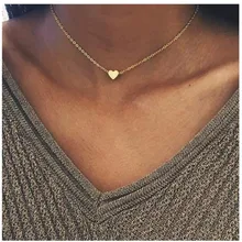 2019 Nieuwe Goud Zilver Plated Kleine Hart Kettingen Bijoux Voor Vrouwen Kragen Mode-sieraden Sleutelbeen Hanger Ketting NA219(China)