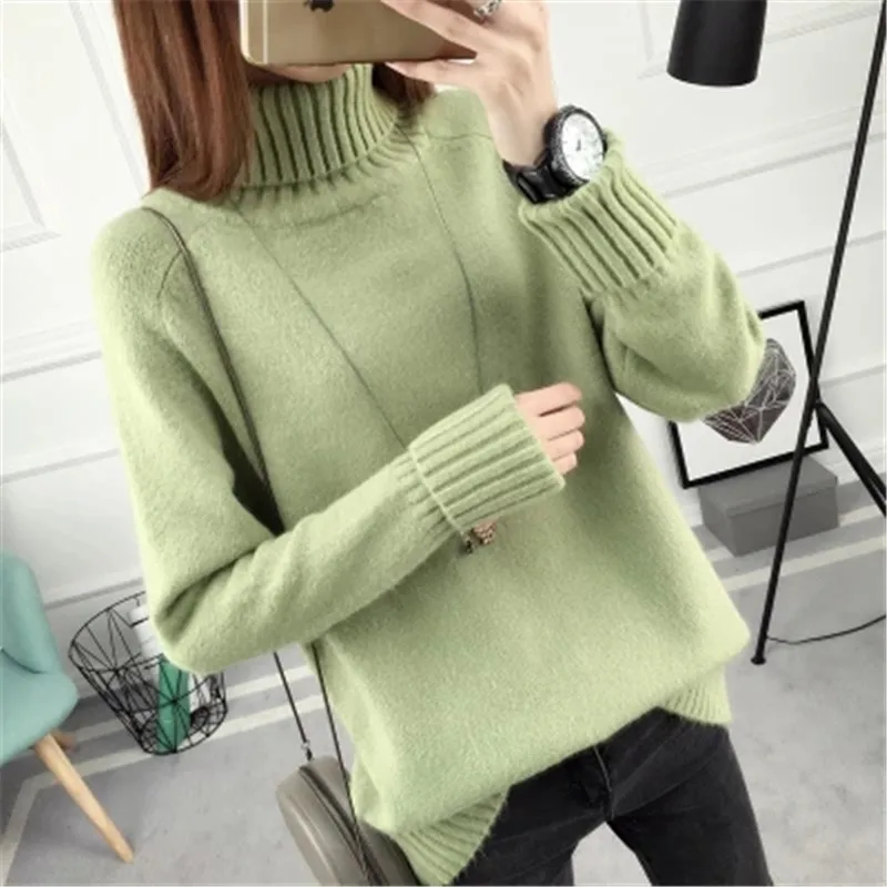 Фото Thicken Turtleneck Sweater Women 2017 Winter Brief Twist Hemp Cable Knitted Pullover Female Soft Warm High Neck Sweaters ZZ093 | Женская