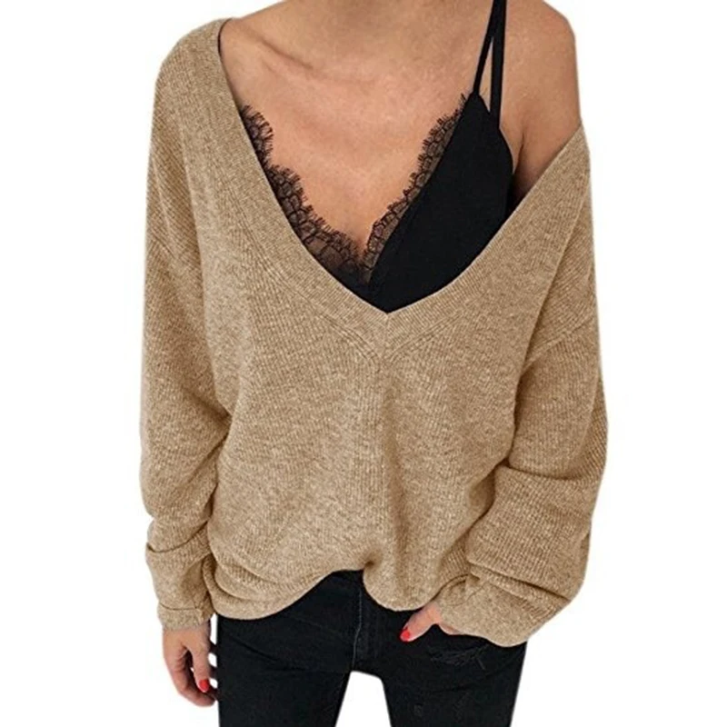 2019 Fashion Off Shoulder Shirt Women Deep V Neck Long Sleeve Knitted Pullover Autumn Sweater Jumper Top Pull Femme Solid Blusas
2019 Fashion Off Shoulder Shirt Women Deep V Neck Long Sleeve Knitted Pullover Autumn Sweater Jumper Top Pull Femme Solid Blusas
