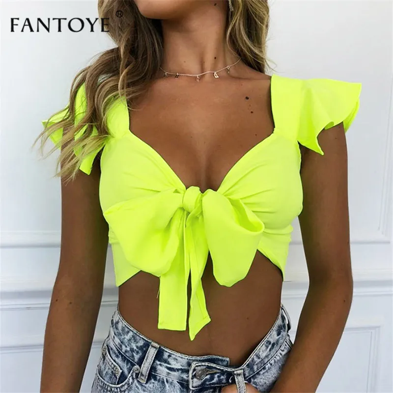 Fantoye Sexy Women Lace Up Crop Top 2019 Solid Fluorescence Mini Bodycon Bandage Tshirt Tops V Neck Ruffles Femme Streetwear Tee
Fantoye Sexy Women Lace Up Crop Top 2019 Solid Fluorescence Mini Bodycon Bandage Tshirt Tops V Neck Ruffles Femme Streetwear Tee