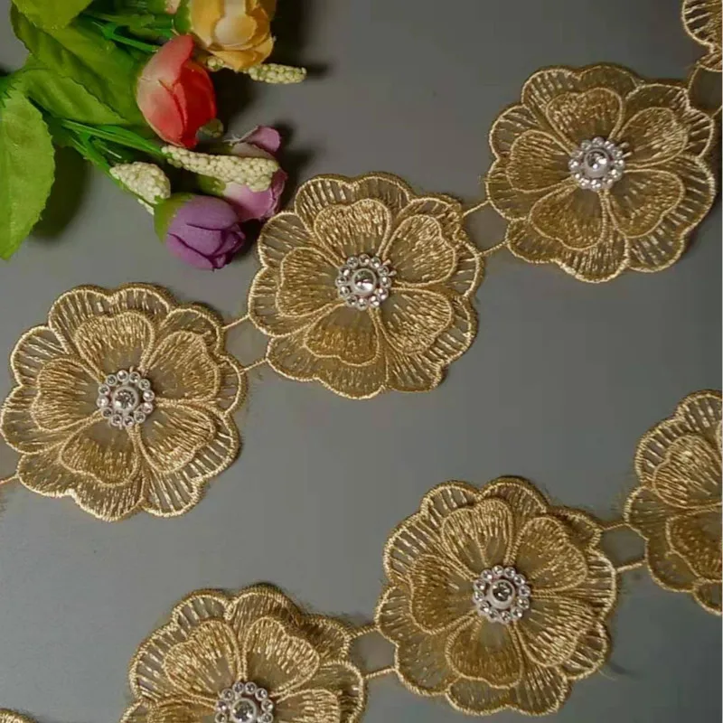 1 yards Gold Pearl Flower Handmade Beaded Embroidered Double Layered Lace Edge Trim Ribbon Applique Dress Sewing Craft DIY New
1 yards Gold Pearl Flower Handmade Beaded Embroidered Double Layered Lace Edge Trim Ribbon Applique Dress Sewing Craft DIY New