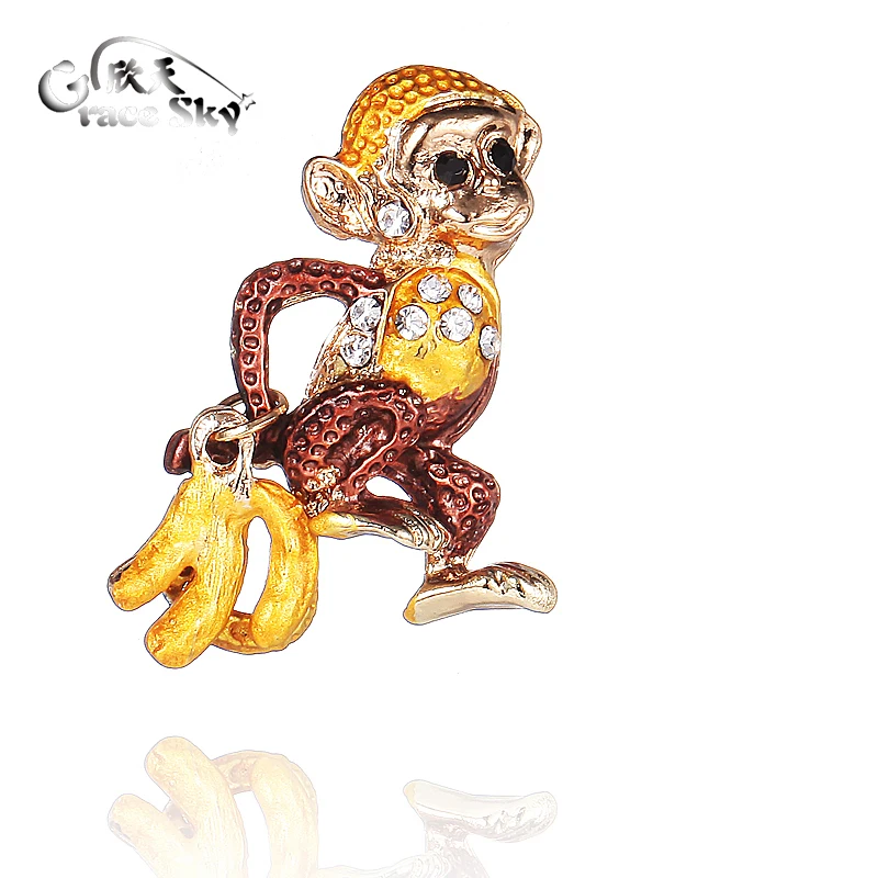 2018 Fashion Jewelry Cute Enamel Pin Metal Crystal Rhinestone Banana Monkey Brooch Broches Vintage Animal Brooches For Women Men
2018 Fashion Jewelry Cute Enamel Pin Metal Crystal Rhinestone Banana Monkey Brooch Broches Vintage Animal Brooches For Women Men