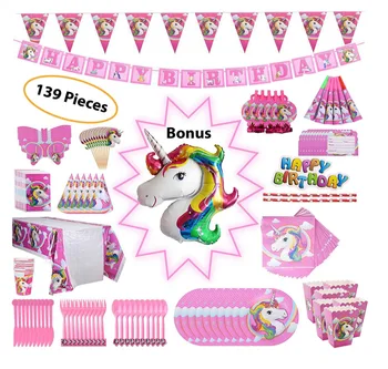 139 Piece Rainbow Unicorn Party Supplies Set Including Banner Plates Cups Napkins and Tablecloth Serves
139 Piece Rainbow Unicorn Party Supplies Set Including Banner Plates Cups Napkins and Tablecloth Serves