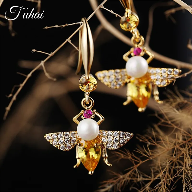 Fashion Cute Animal Bees Dangle Earrings Simulated Pearls Zircon Crystal Women Drop Earring Gold Color
Fashion Cute Animal Bees Dangle Earrings Simulated Pearls Zircon Crystal Women Drop Earring Gold Color