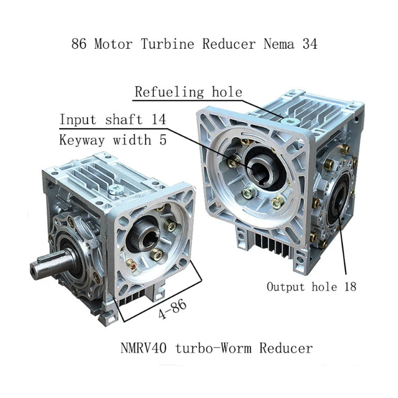RV40 worm gear reducer 86 motor turbin reducer NEMA 34 fit for NEMA 34 stepper motor for soloar tracker or packing machine
RV40 worm gear reducer 86 motor turbin reducer NEMA 34 fit for NEMA 34 stepper motor for soloar tracker or packing machine