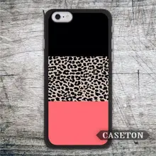 Leopard Print Black and Coral Protective Case For iPhone 7 6 6s Plus 5 5s SE 5c and For iPod 5 High Quality Ultra Classic Cover