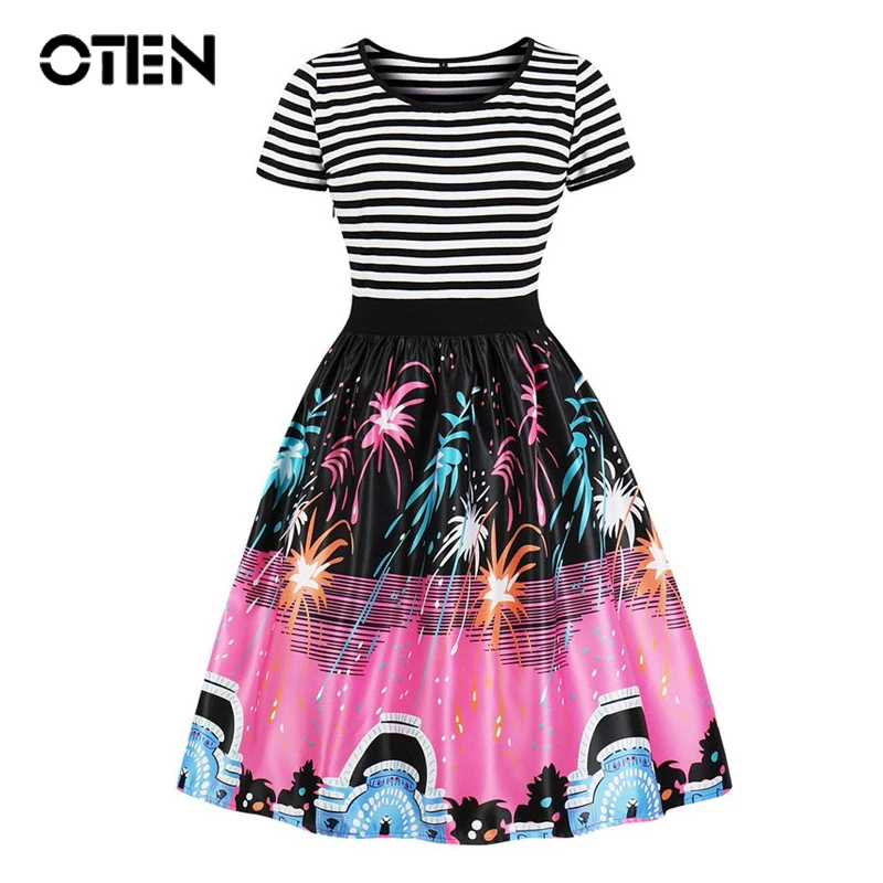 OTEN Big sizes 4XL 2018 summer women fashion dress plus size sexy Short Sleeve Striped Casual midi skater dress pin up vintage
OTEN Big sizes 4XL 2018 summer women fashion dress plus size sexy Short Sleeve Striped Casual midi skater dress pin up vintage