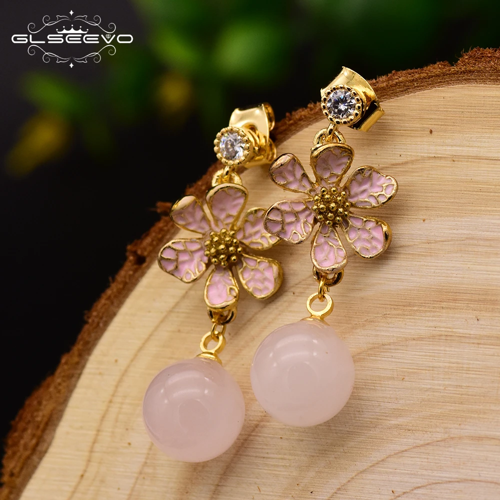 GLSEEVO 925 Silver Ear Pin Natural Pink Crystal Bead Drop Earrings For Women Pave Cubic Zircon Dangle Earrings Kolczyki GE0063A
GLSEEVO 925 Silver Ear Pin Natural Pink Crystal Bead Drop Earrings For Women Pave Cubic Zircon Dangle Earrings Kolczyki GE0063A