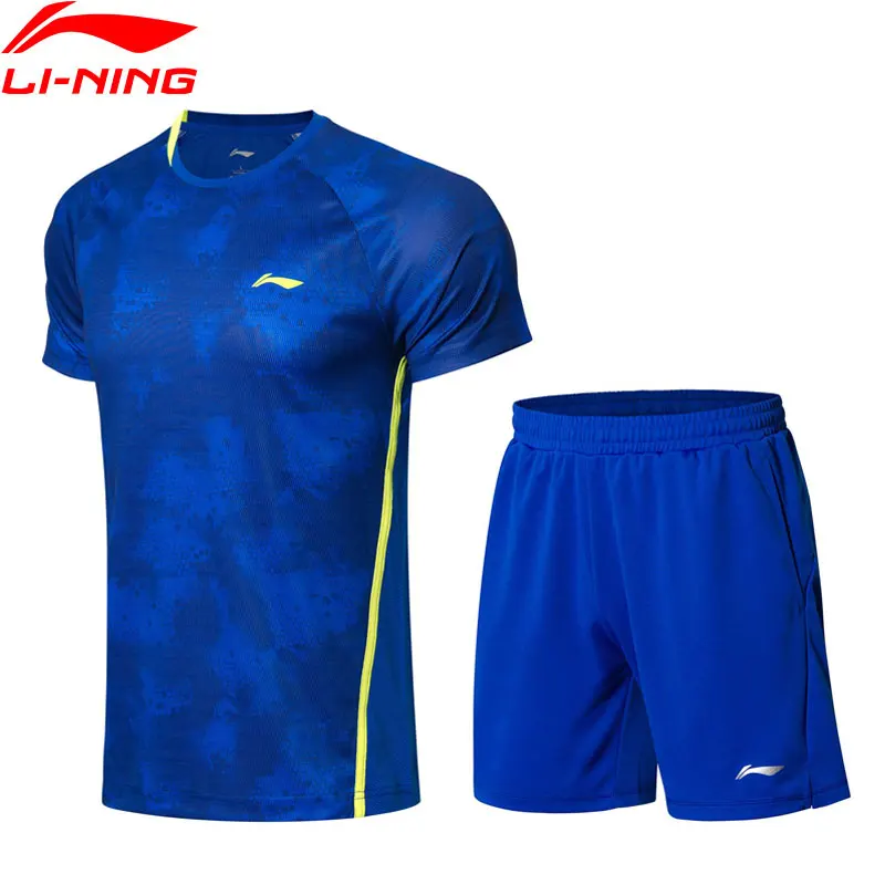

Li-Ning Men's Badminton Suits T-shirt+Shorts Set Competition Breathable AT DRY Comfort LiNing Sports Suit Sets AATN031-4 COND18