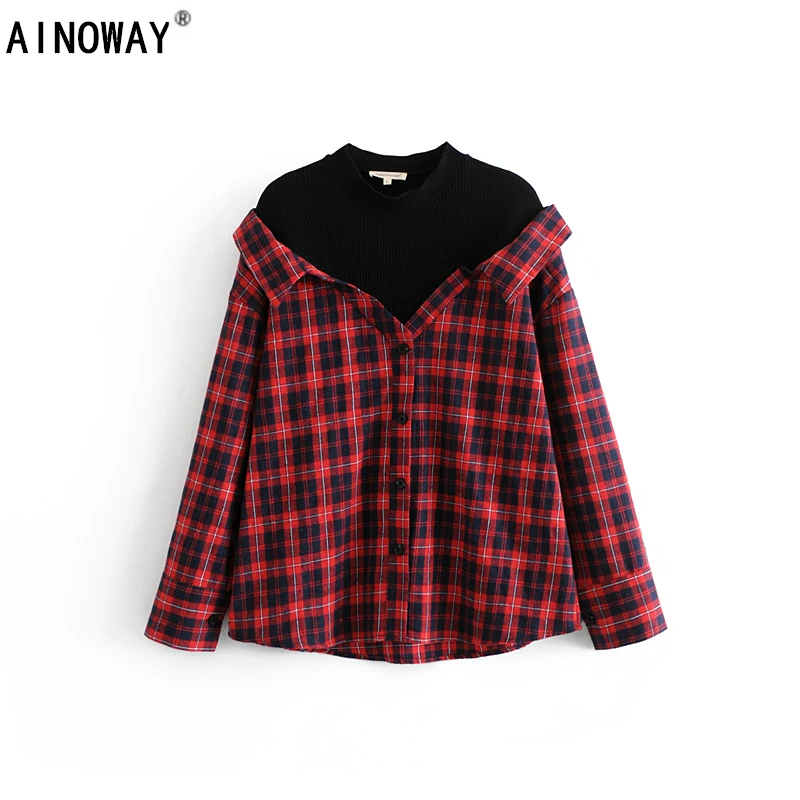 Vintage chic spring women fake two pieces long sleeve blouse shirts ladies patchwork striped blouses shirts streetwear
Vintage chic spring women fake two pieces long sleeve blouse shirts ladies patchwork striped blouses shirts streetwear