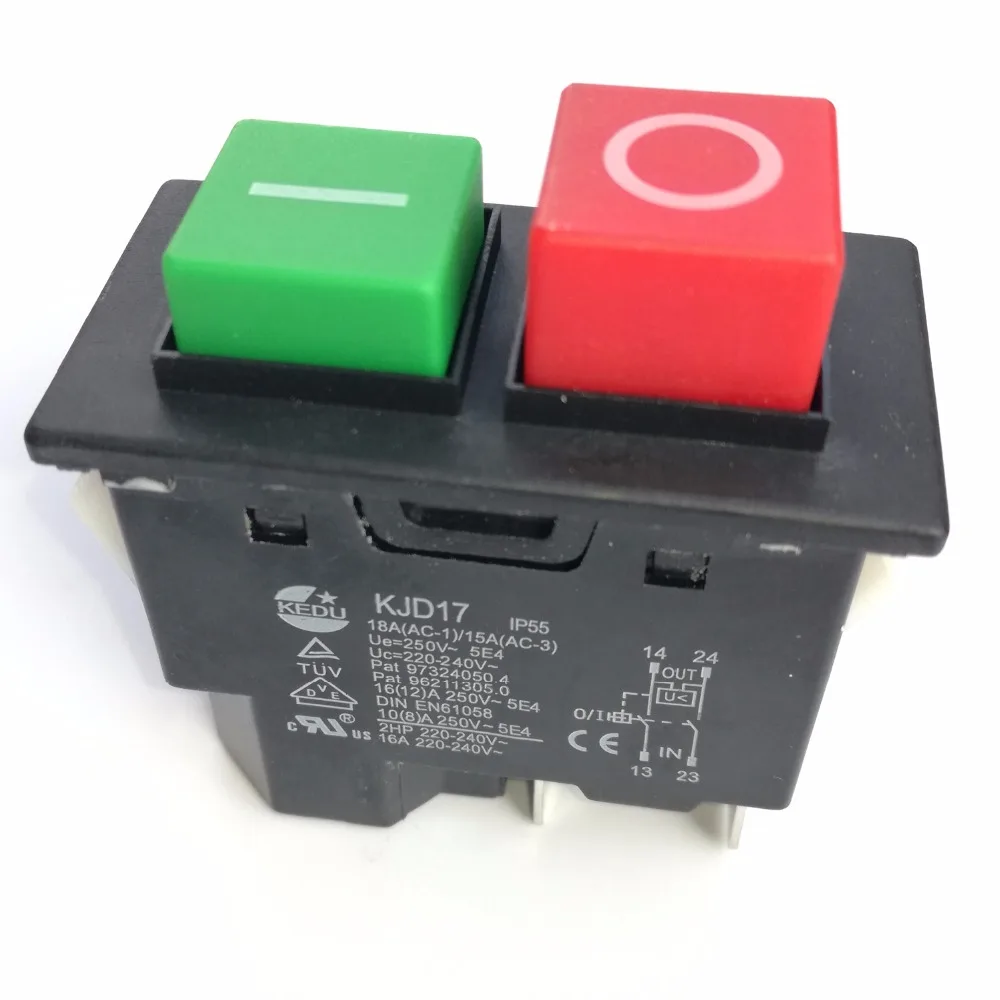 1Pcs 4pin IP55 220-240V 16A Electromagnetic Push button Safety Switch for Garden Machine Electronic Power Tool Equipment KJD17
1Pcs 4pin IP55 220-240V 16A Electromagnetic Push button Safety Switch for Garden Machine Electronic Power Tool Equipment KJD17