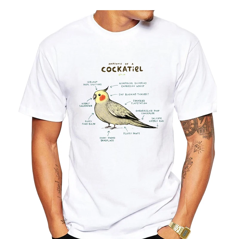 Мужская Повседневная футболка Cockatiel летняя с короткими рукавами и принтом букв