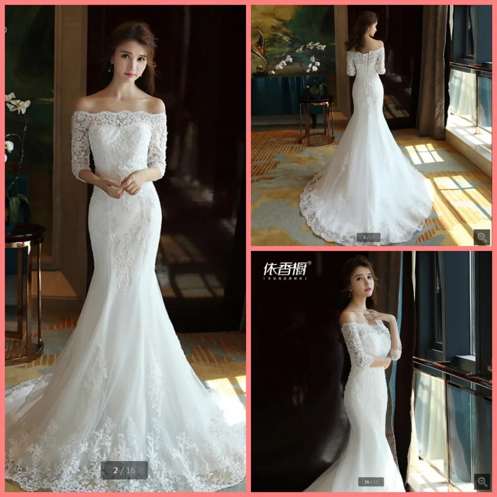 Robe de Mariage 2019 white lace mermaid wedding dress off the shoulder 3/4 sleeve modest muslim wedding gowns hot sale
Robe de Mariage 2019 white lace mermaid wedding dress off the shoulder 3/4 sleeve modest muslim wedding gowns hot sale