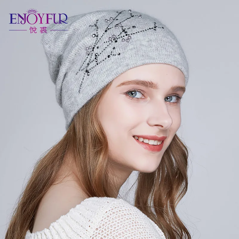 ENJOYFUR Rhinestones Knitted Winter Hats For Women Warm Angora Rabbit Female Hat 2018 Lady's Autumn Thick Beanies
ENJOYFUR Rhinestones Knitted Winter Hats For Women Warm Angora Rabbit Female Hat 2018 Lady's Autumn Thick Beanies