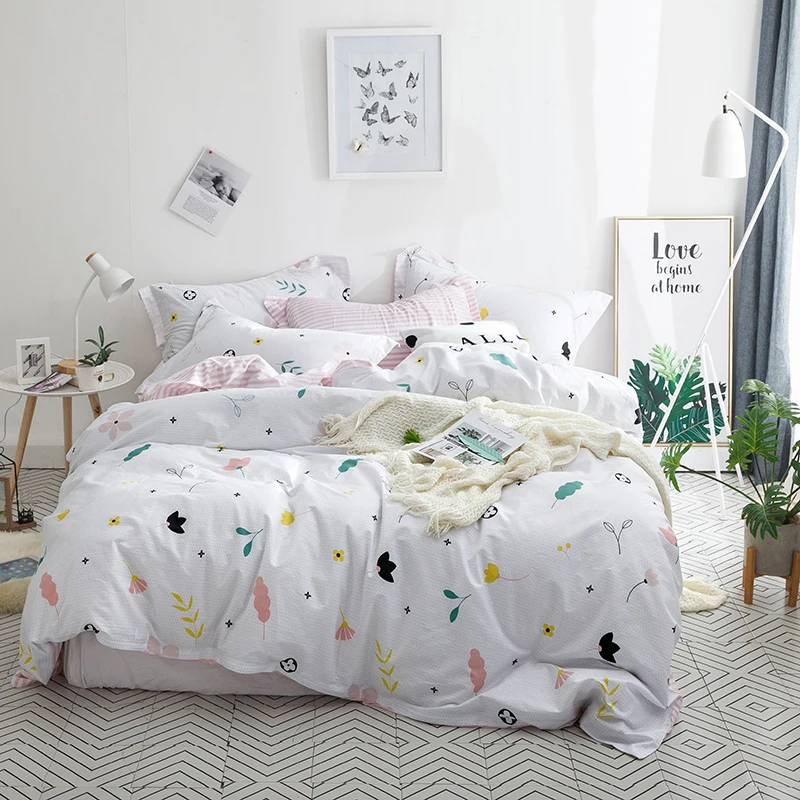 100% Cotton Plant Bedding Set Duvet Cover Quilt Cover Pillow Cases Floral Bedclothes Striped Bed Cover 3pcs 
100% Cotton Plant Bedding Set Duvet Cover Quilt Cover Pillow Cases Floral Bedclothes Striped Bed Cover 3pcs