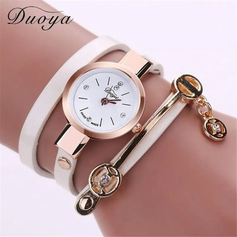 

Duoya Brand Ladies Watches 2018 Fashion Women Diamond Bracelet Watch Wrap Around Leatheroid Quartz Wrist Watch Relogio Feminino