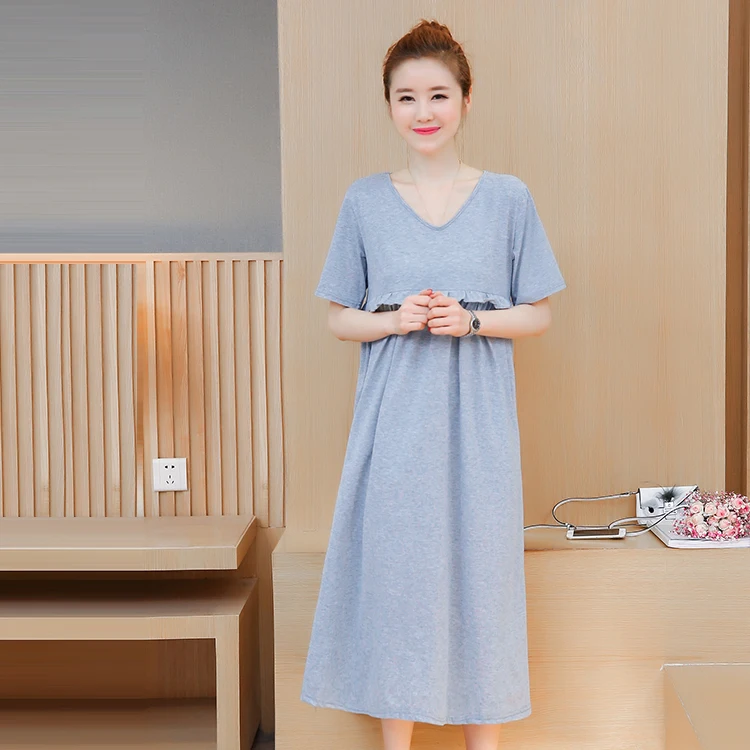 2019 summer maternity comfortable short-sleeved cotton long loose lactation dress out nursing dress for breastfeeding navy/grey
2019 summer maternity comfortable short-sleeved cotton long loose lactation dress out nursing dress for breastfeeding navy/grey
