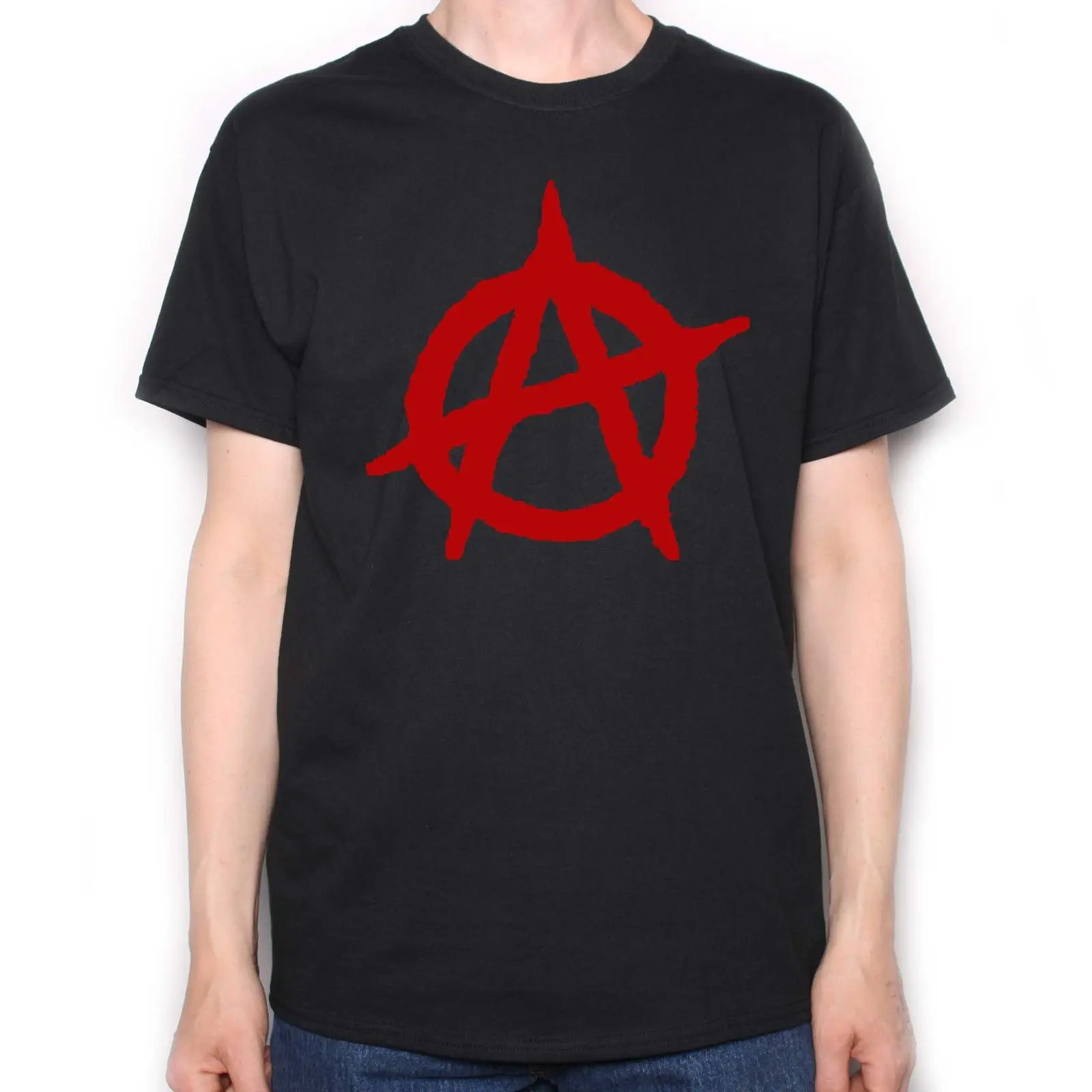 Mens Punk T Shirt Anarchy Activist Anonymous 80s Peace Printed Graphic Tee