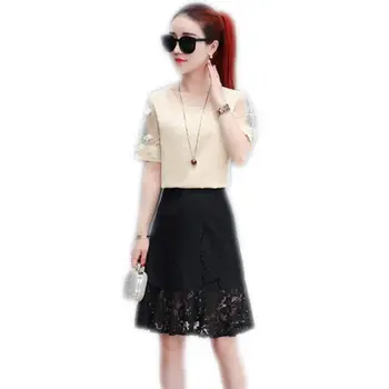 Spring Women Embroidery Chiffon Patchwork Mesh Shirt+ Lace Hollow Out Mini Skirt Suit Lady Plus Sizes Casual Set Z134
Spring Women Embroidery Chiffon Patchwork Mesh Shirt+ Lace Hollow Out Mini Skirt Suit Lady Plus Sizes Casual Set Z134