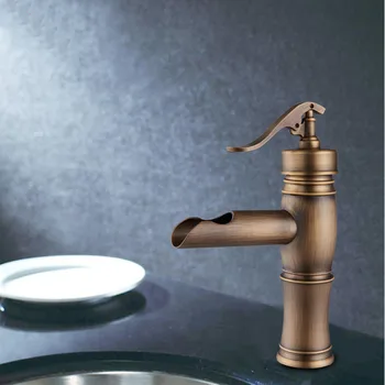 Centerset Antique Copper Finish Single Handle Brass Bathroom Sink Faucet