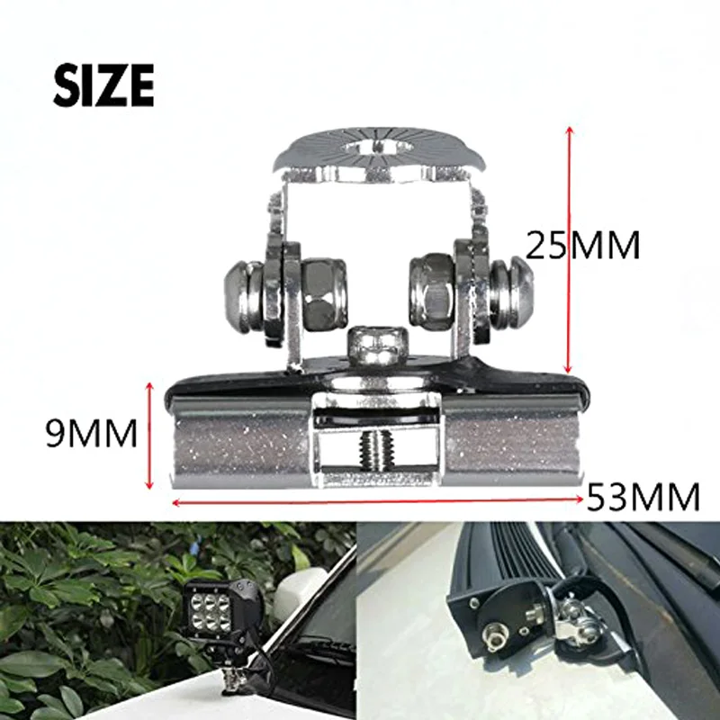 FADUIES 2pcs Universal A Pillar Hood Led Work Light bar Mount Bracket Clamp Holder 304 Stainless Steel Offroad (1)